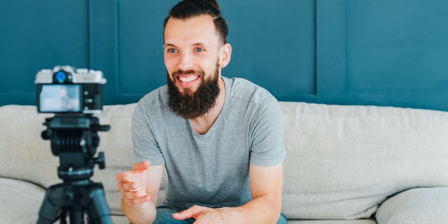 A man filming himself.