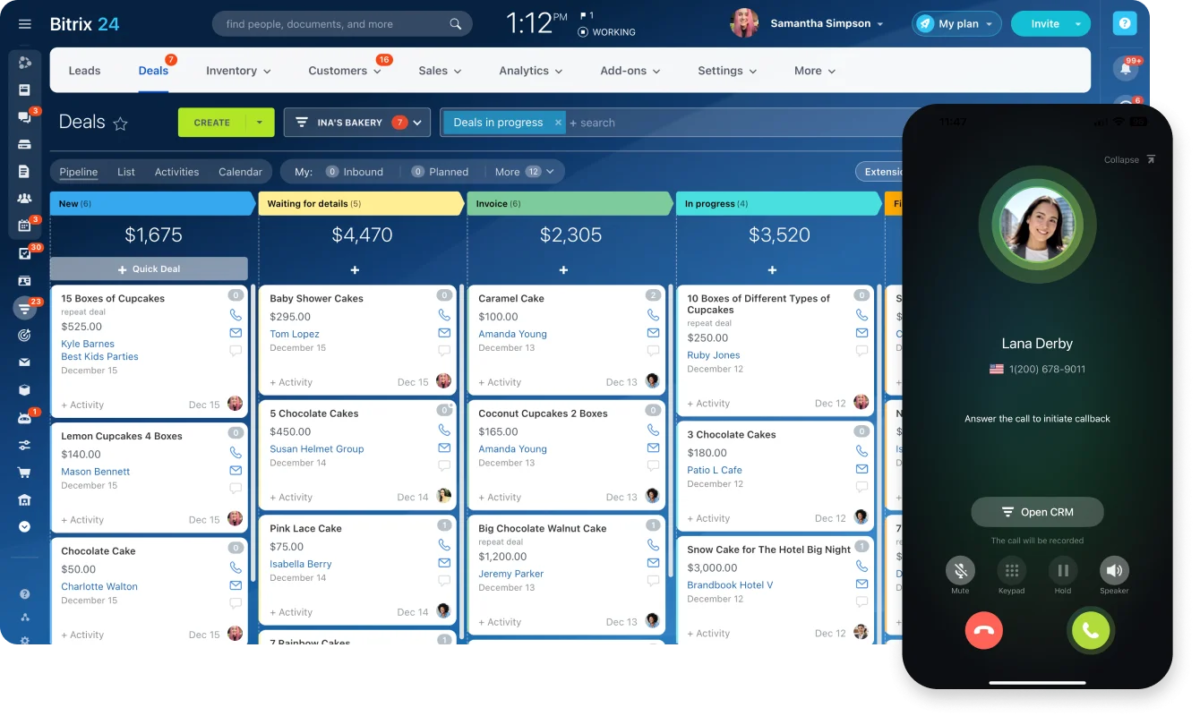 Bitrix24 CRM dashboard