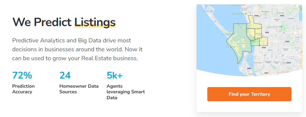 Smartzip advertisement illustrating how predictive analytics identifies seller leads.